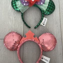 Disney Parks Minnie Ears Little Mermaid & Sleeping Beauty *Price For Both 