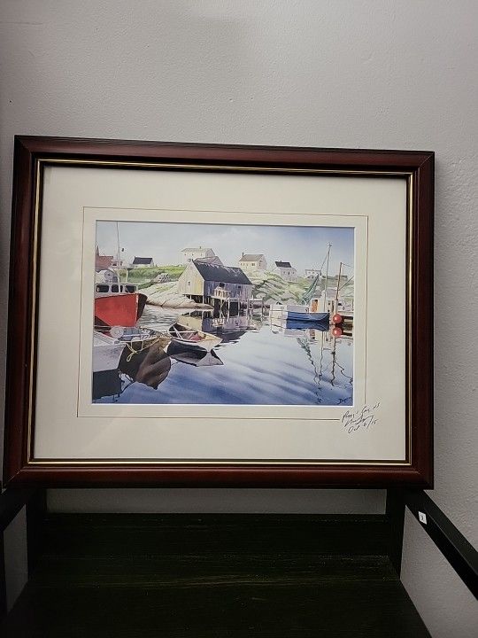 Neil Depew PEGGY'S COVE Lithograph Signed & Framed Nova Scotia