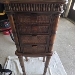 Tall Wood Armoire Jewelry Organizer Stand 