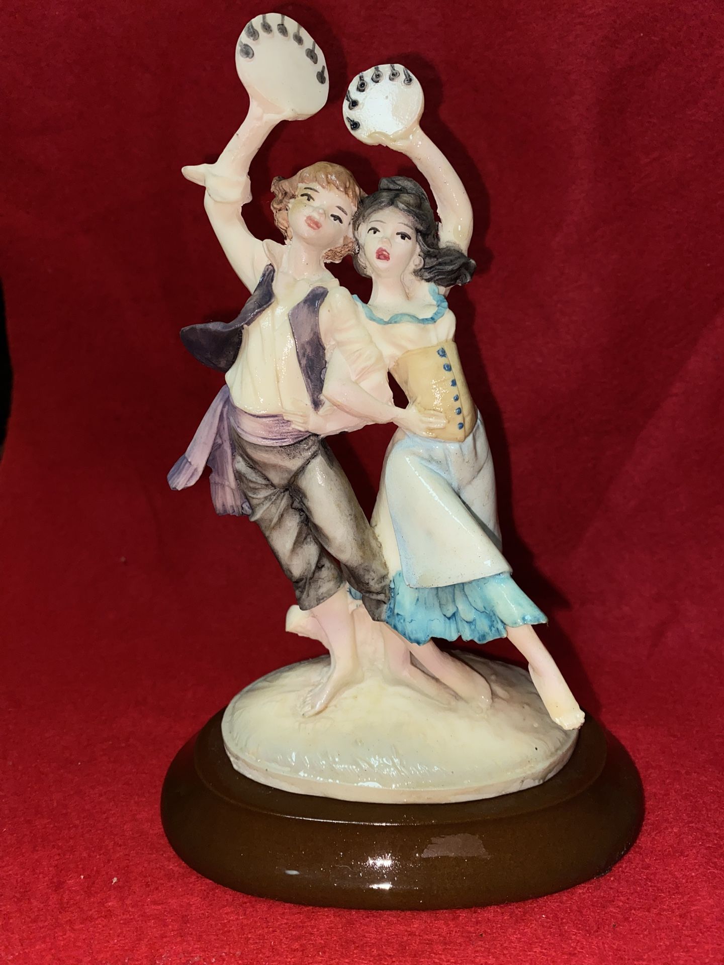 8.5 Inch x 5 Inch Painted Alabaster Dancers Figurine Imported From Greece (Repaired Read Description & View Photos)