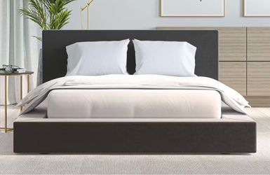 Saatva Crete Platform Bed Frame – King – Grey Vintage Velvet
