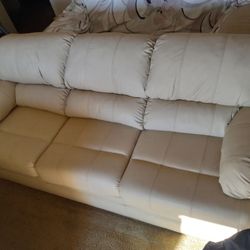 Ivory Leather Sofa And Loveseat
