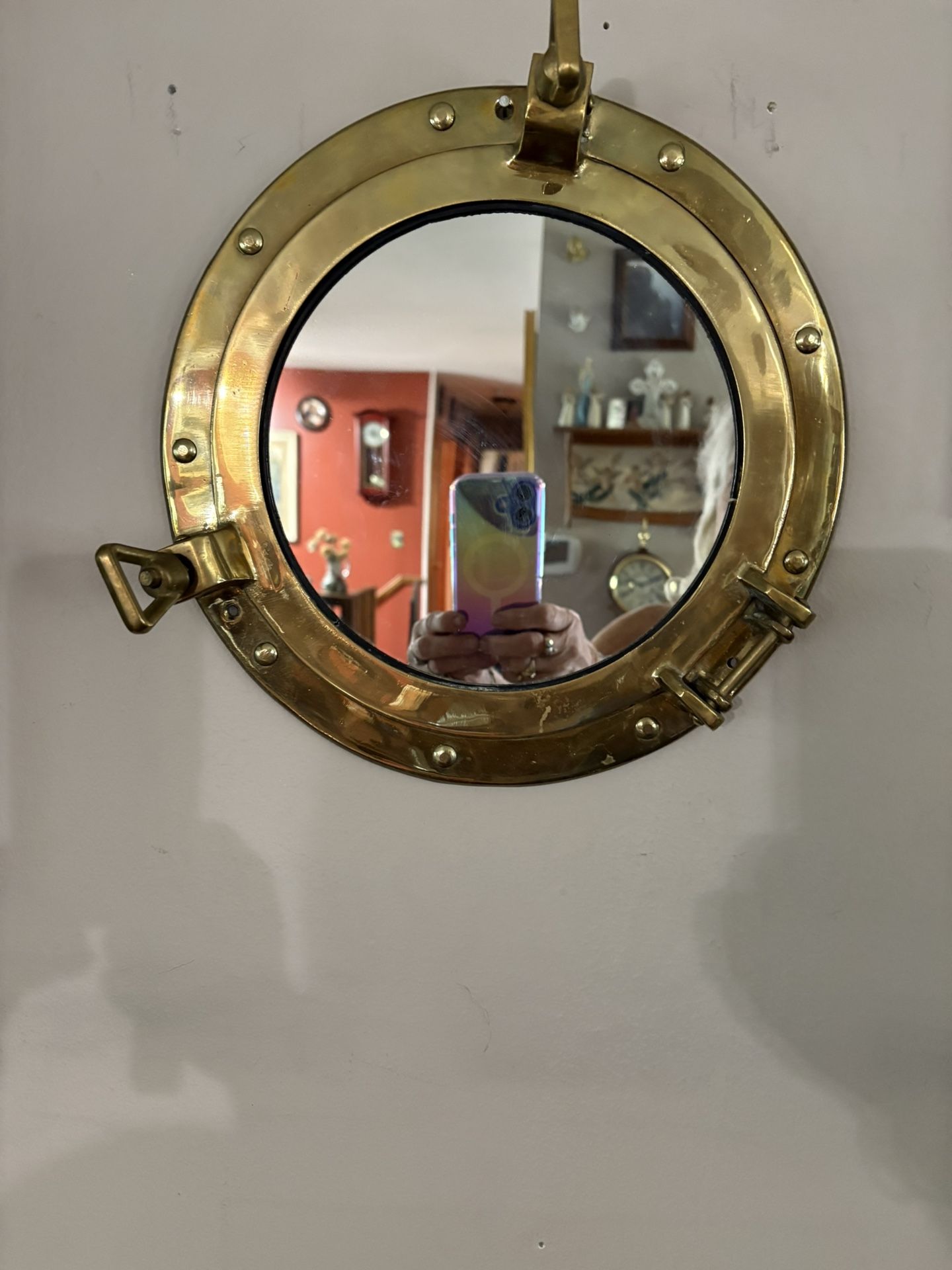11” BRASS PORTHOLE MIRROR NAUTICAL DECOR