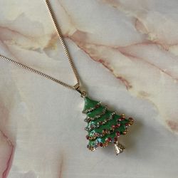 Betsey Johnson Christmas Tree Pendant Necklace 