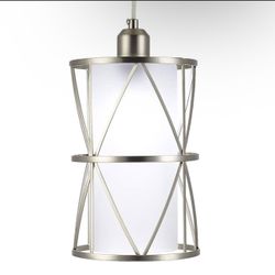 Modern Pendant Light in Brushed Nickel Finish with Frosted Glass Shade 1-Light Adjustable Cylinder Pendant Lighting Fixture