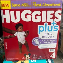 Huggies Plus Little Movers #4 180 diapers