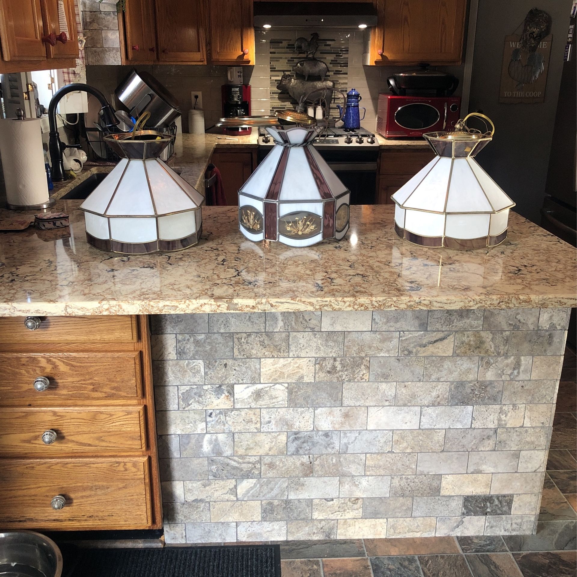 Stained Glass Lighting Three Pieces
