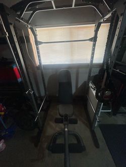 Power Rack with Weight Plates