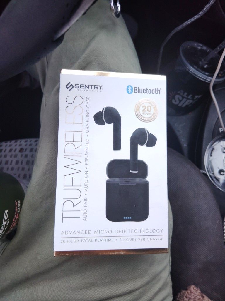 TrueWireless Bluetooth Airbuds Sentry Industries Black New NEVER OPENED