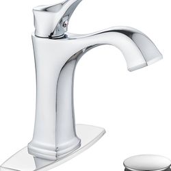 Chrome Bathroom Faucet,Single Handle Bathroom Basin Faucet for Sink 1 or 3 Hole Centerset Vanity Faucet Farmhouse Bathroom Basin Faucets with Pop Up D