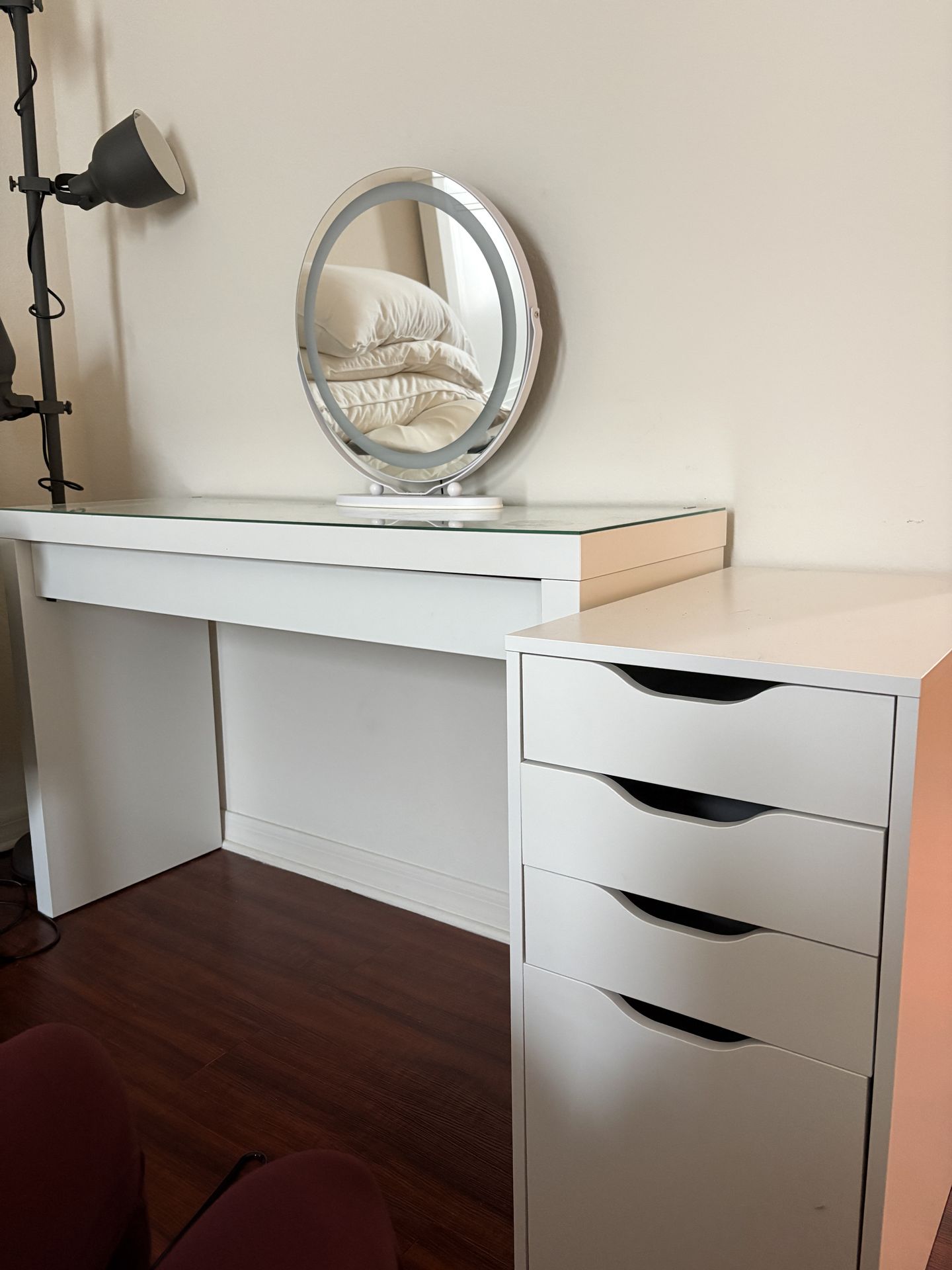 White IKEA Vanity with Drawer (malm dressing table)