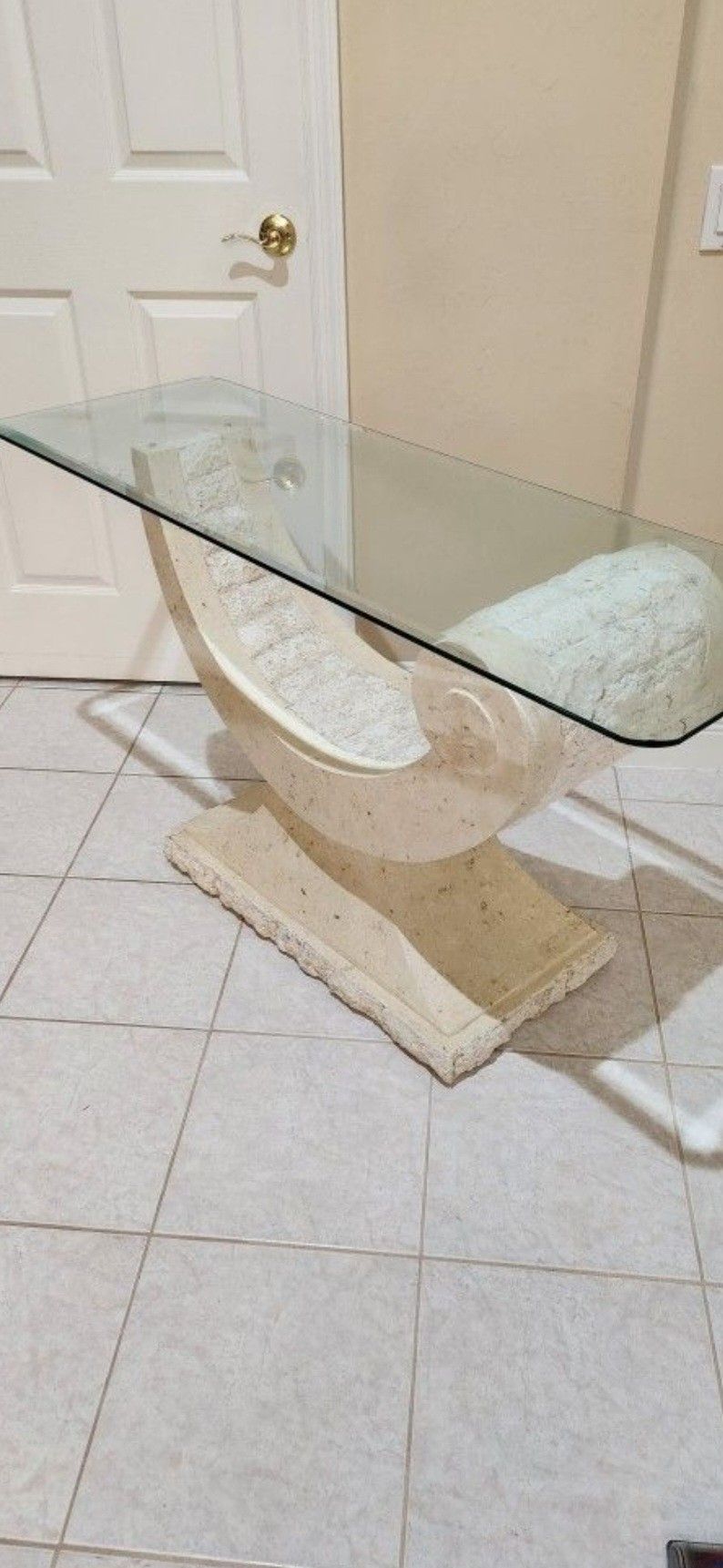 Tessellated SOFA TABLE mid-century Console Table