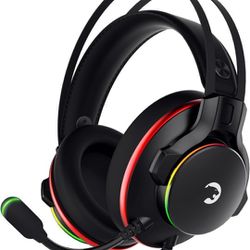  USB Gaming Headset - 7.1 Virtual Surround Sound, Wired RGB Led Headphones with 50MM Drivers, Comfort Design, 360 Spatial Audio, Noise Cancelling Mic 