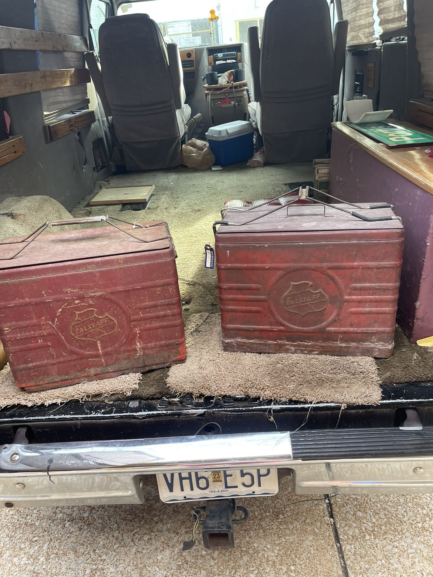 Pair Of Vintage Falstaff Coolers