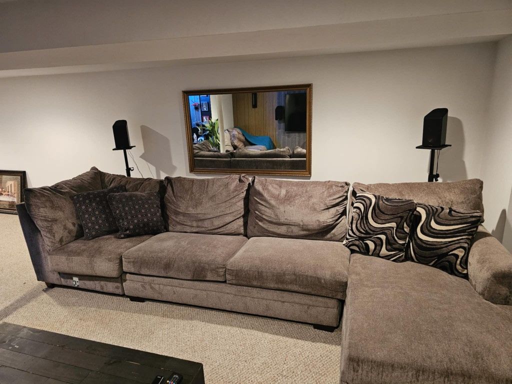 Sectional Sofa Set with coffee table and wall mirror (from Bob's Discount Furniture)