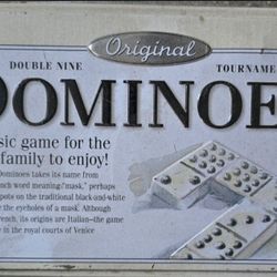 Double Nine Tournament Dominoes Set 55 in Tin Box Complete Game 