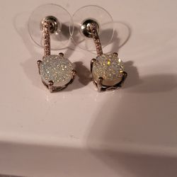 Genuine White Druzy Earrings 