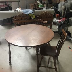 Wood Table With Two Chairs