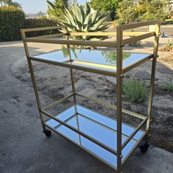 Gold-colored, Mirrored Bar Cart