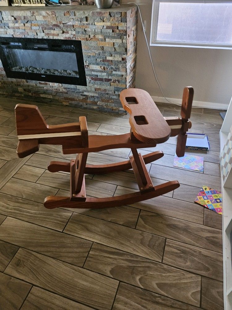 Wooden Airplane Rocking Horse