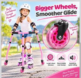 Roller Skate Trainer for Kids – Upgraded Wheels Adjustable Height 27"-33" Skater Aid Helper Skating Training Assist All-Metal Frame Learning Assistant