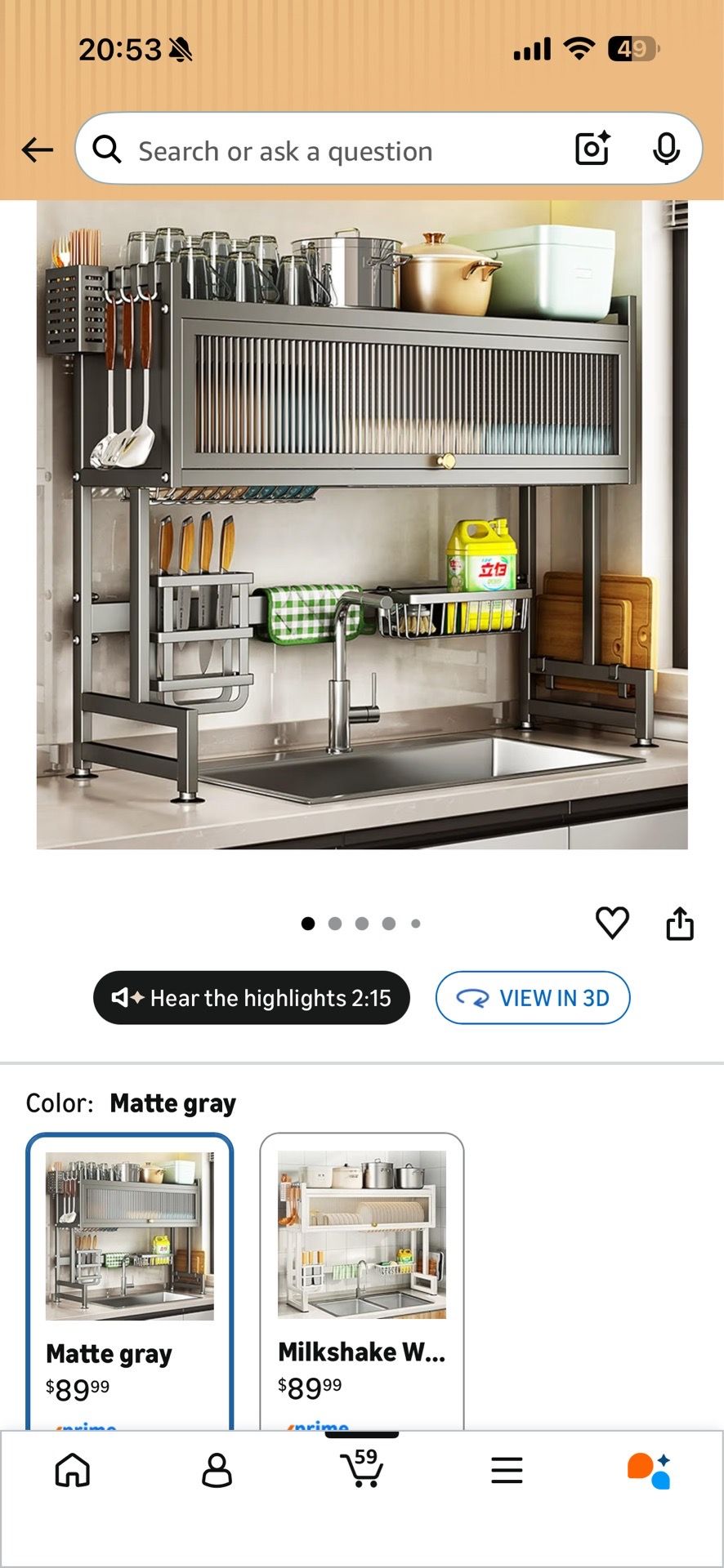 Over sink drying rack