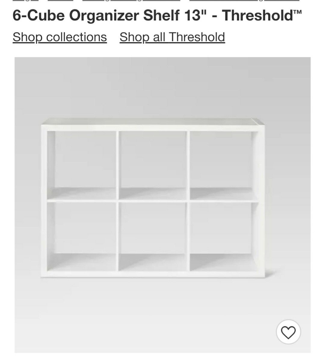 6 cube organizer shelf 13"