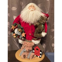24" Santa On Stand Christmas Decor Excellent Used Condition