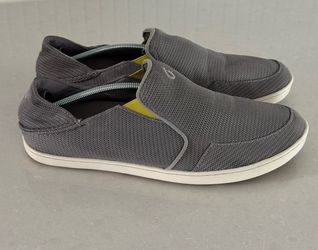 OluKai Men’s Nohea Mesh Shoes Gray Size 10 Slip-On Sneaker Drop-In Heel