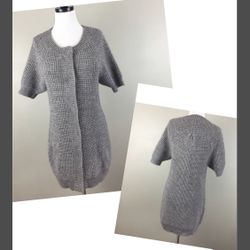 Ann Taylor Alpaca Wool Knit Oversized Boxy Short Sleeve Cardigan size M