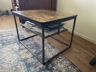 Must Go !!Coffee Table Wood Top With Steel Frame