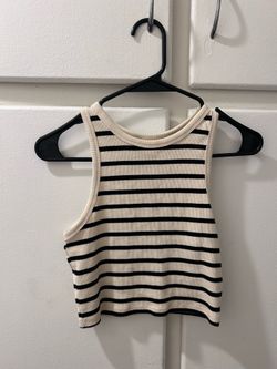 stripped tank top, cropped h&m size s