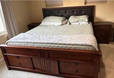 California King Bedroom Set – Storage Bed Frame, Mattress & 2 Nightstands