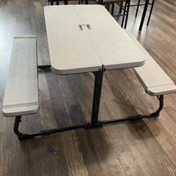 Kids Table with Benches Attached 