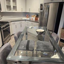 Glass Bar Stool Table 