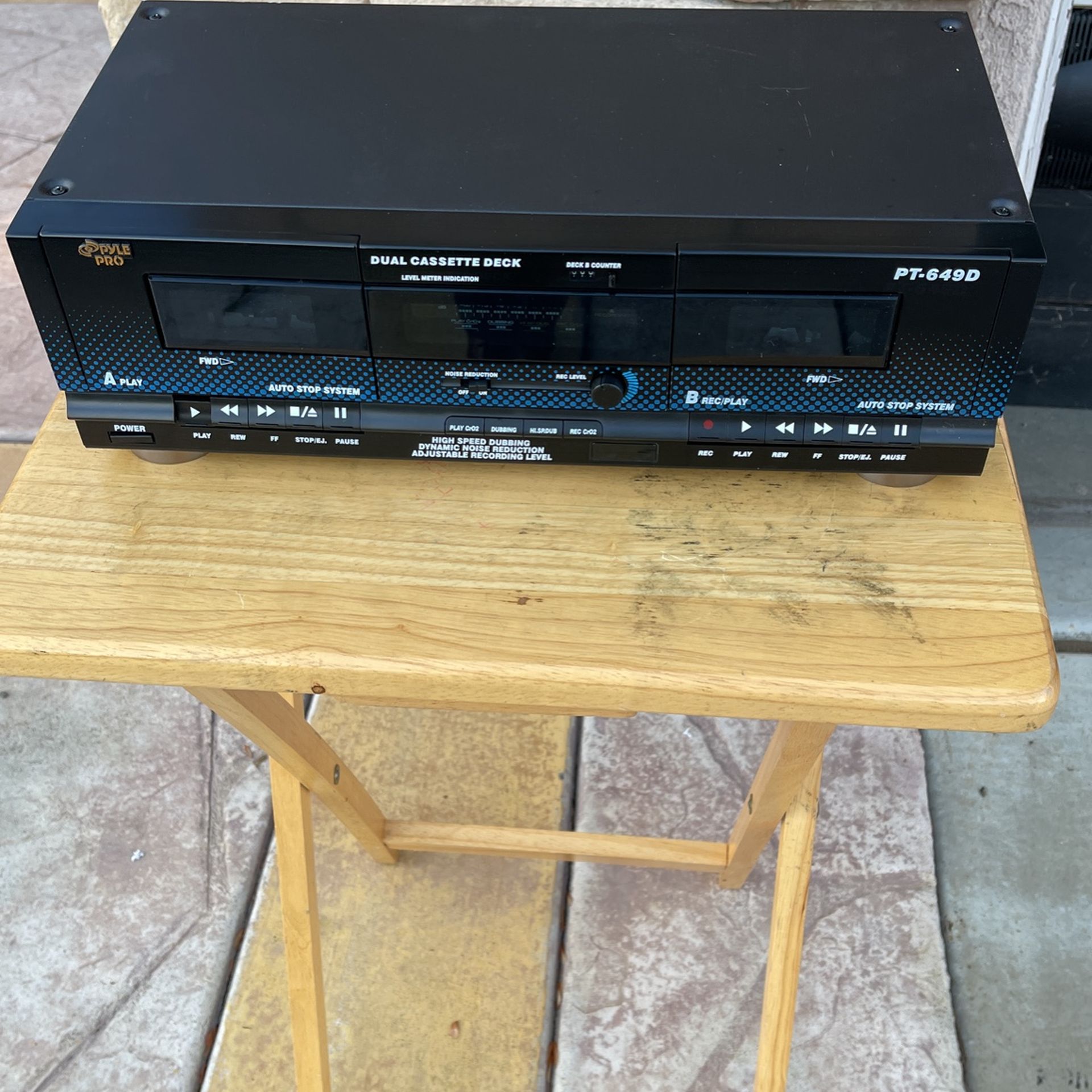 Pyle Pro Dual Cassette Deck PT-649D. Tested Working open box