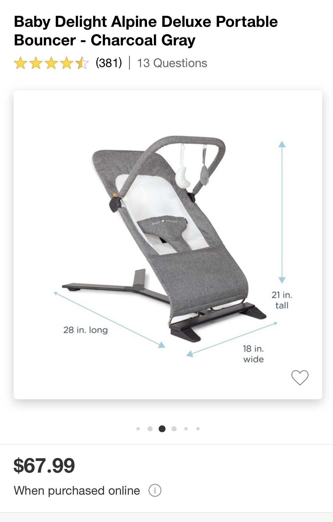 Baby Delight Deluxe Portable Bouncer (Like New)