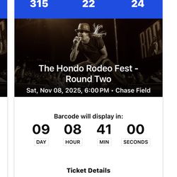 Hondo Rodeo Kid Rock Tix + Floor Passes