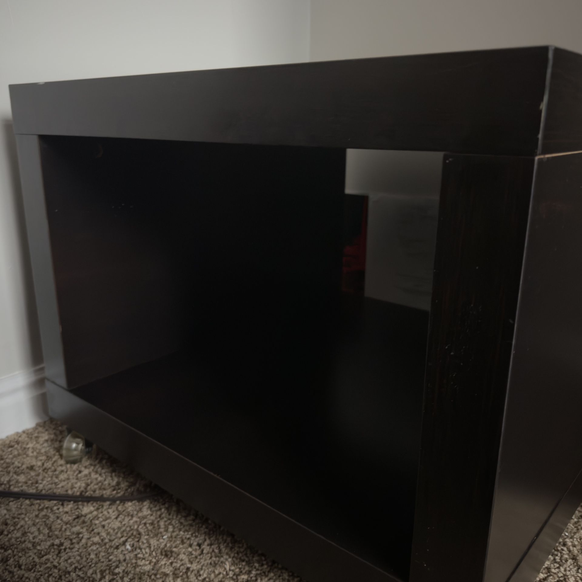 !! Black Cube Side Table with Storage & Wheels !!