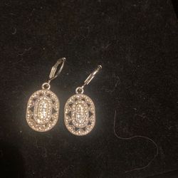 Iced Out Oval Dangle Earrings