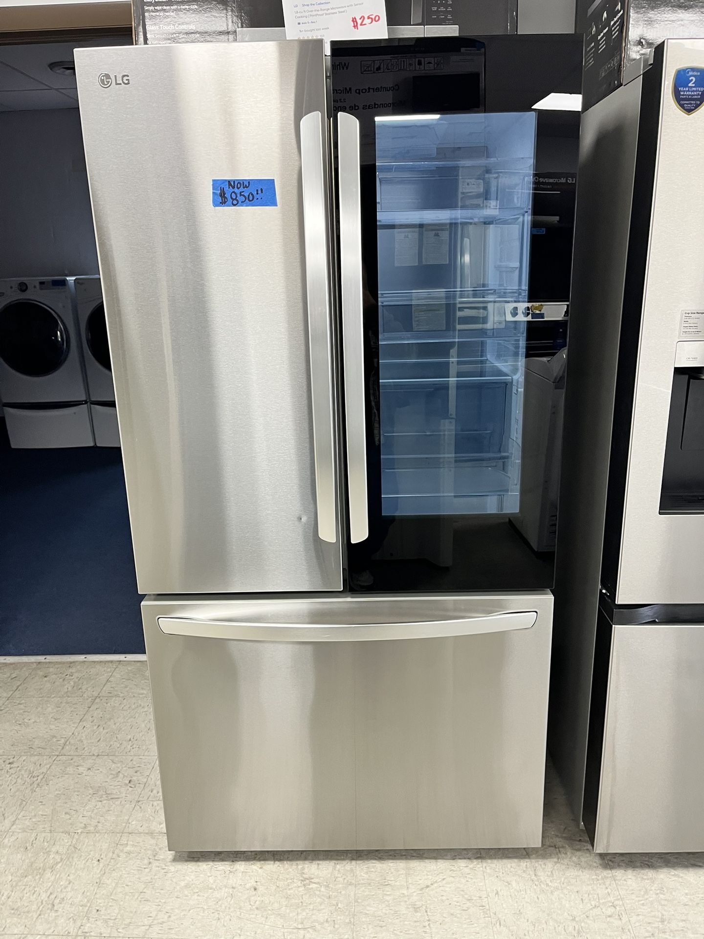 LG 36in. 3-Door With Glass Door And Ice Dispenser Stainless Steel Refrigerator 