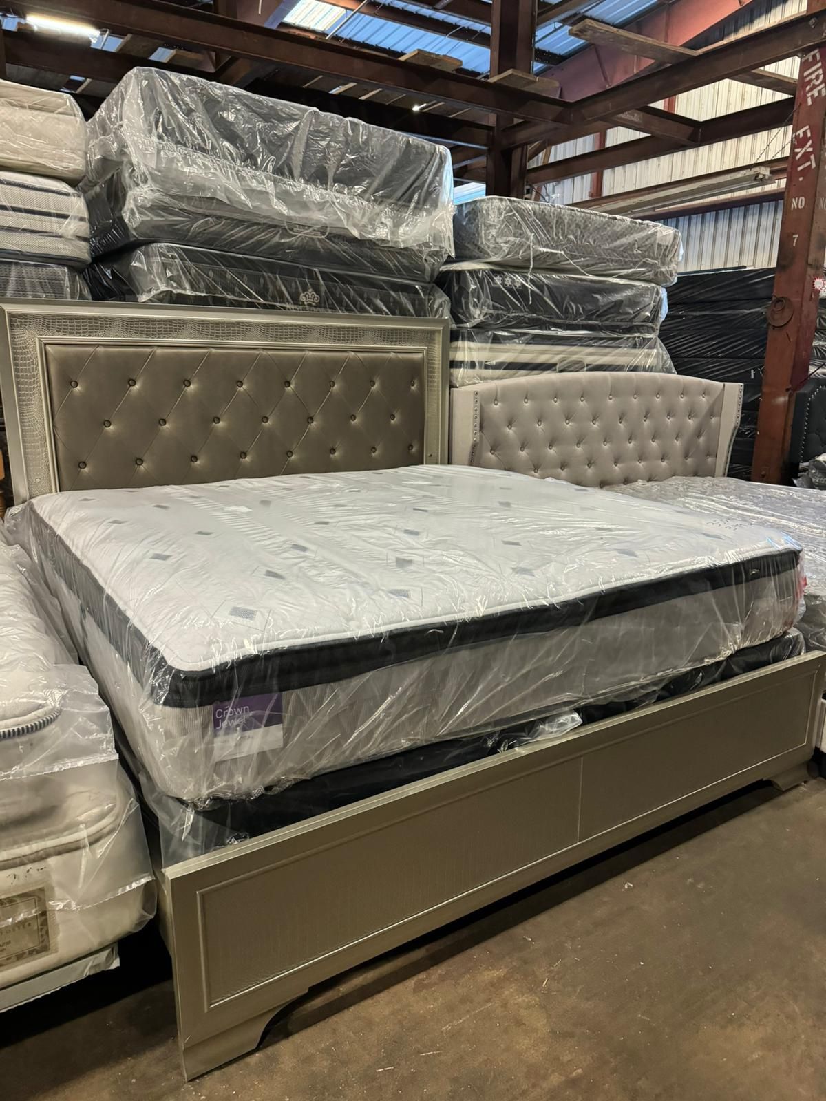 King Size New LED Bed Comes With Gently Used PillowTop Mattress & Box