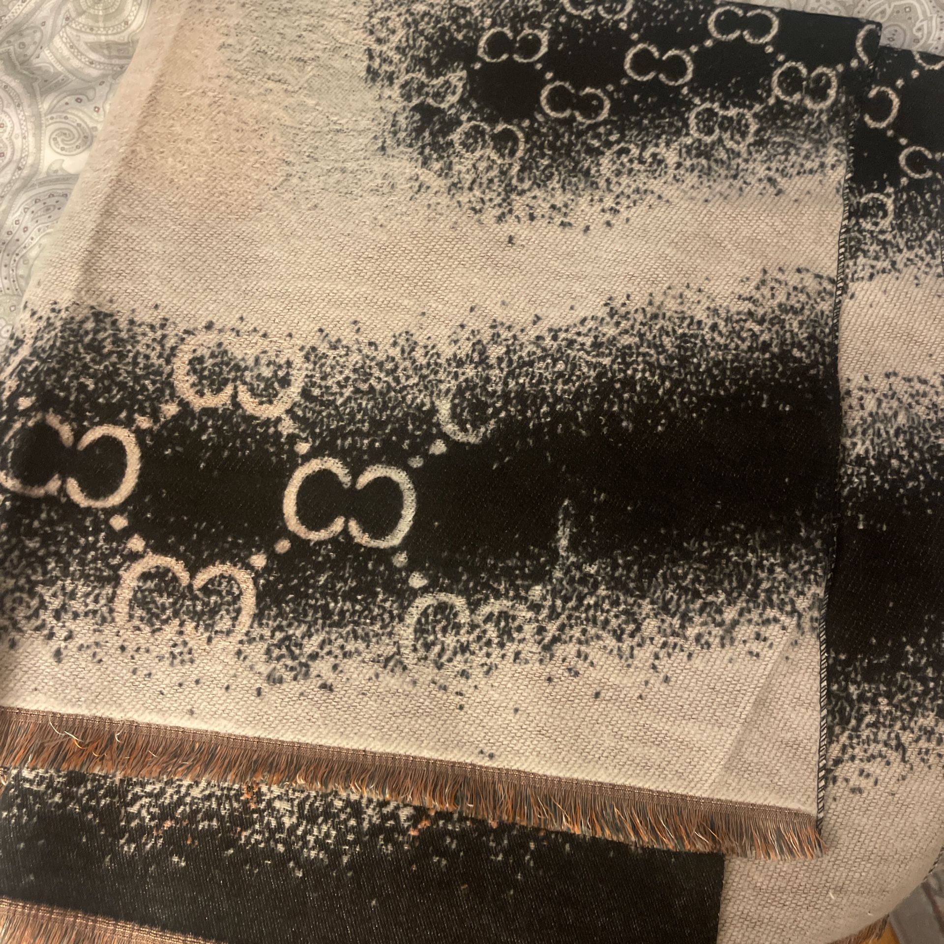 Super Soft Black and Cream Scarf (Not Designer)