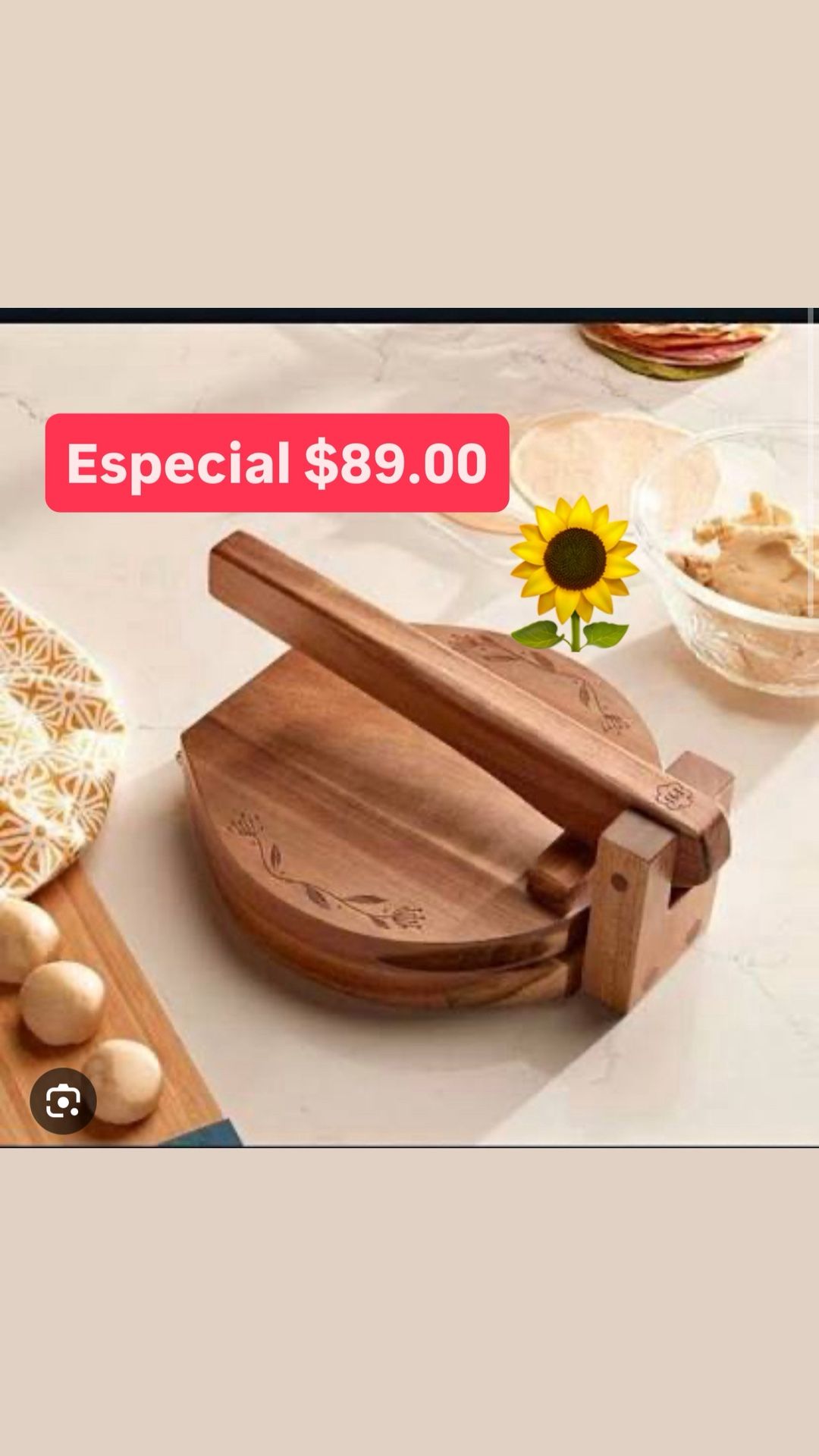 $89.00 Especial Máquina Para Hacer Tortillas De Madera Princess House