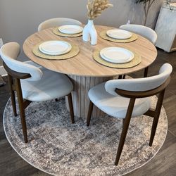 Dining table and rug