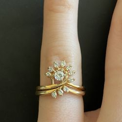 Engagement Ring Set - Vintage, Size 5, Diamond and Gold Rings