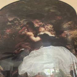 Large Romantic Classical Art Print in Ornate Gold Frame – Vintage Wall Decor