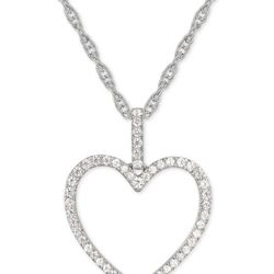 Diamond Heart 18" Pendant Necklace (1/4 ct. t.w.) in 14k Gold