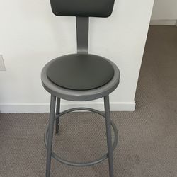 ULINE Shop Stool Padded with Back Rest Adjustable Height - Gray