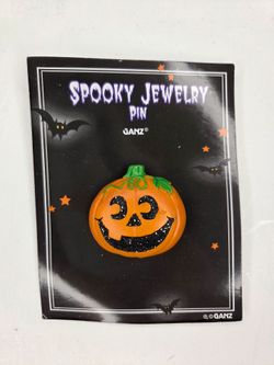 Ganz Halloween Jack-O-Lantern Pumpkin Spooky Jewelry Pin Brooch Glitter Orange